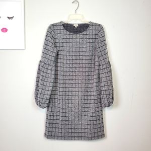 Cremieux Grid Shift Dress Balloon Puff Sleeves